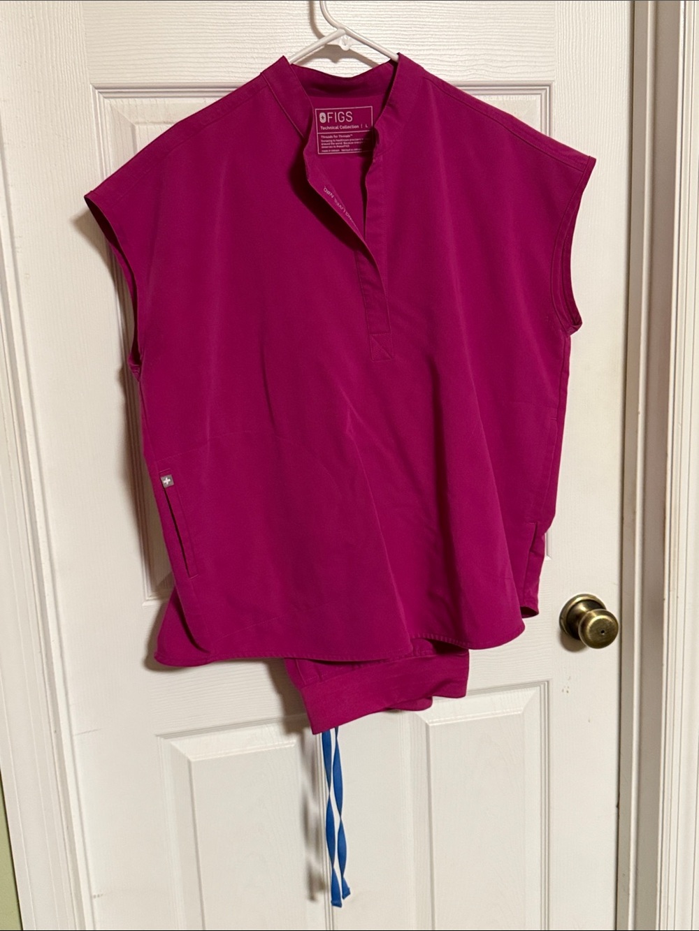 Figs Women's Magenta Sleeveless Medical Top with Mandarin Collar